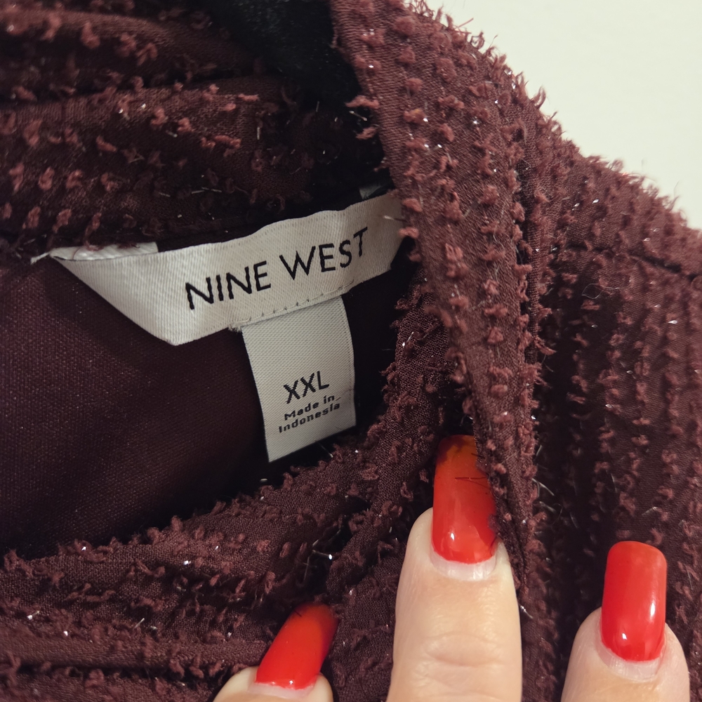 Nine West Burgundy Blouse with Keyhole Neckline - Picture 4 of 4